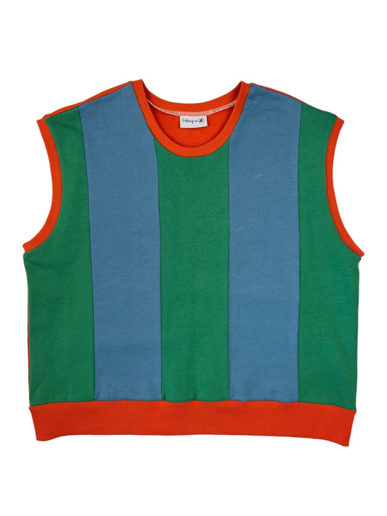 Green, Blue and Orange Colorblock Tank Top