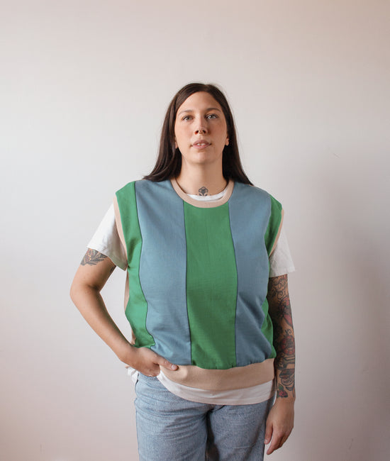 Green and Blue Colorblock Tank Top