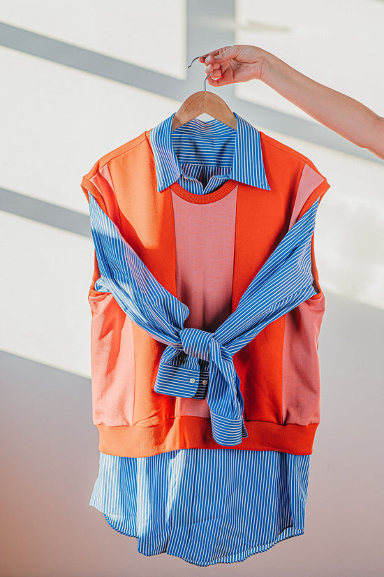 Pink and Orange Colorblock Tank Top