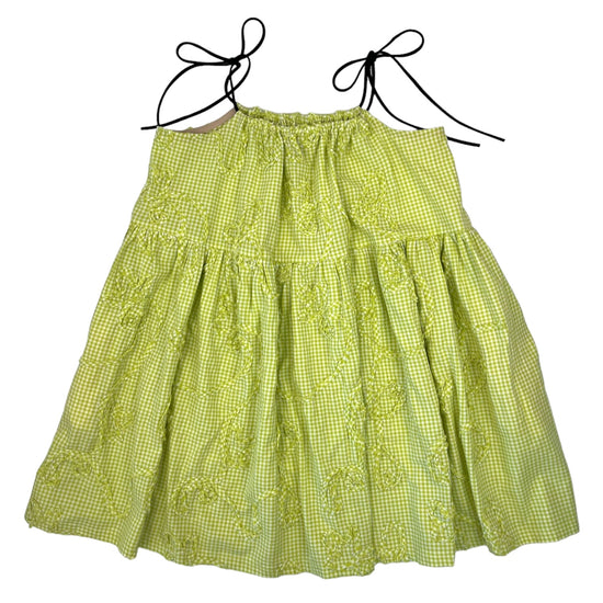 Robe à bretelles en coton vichy lime