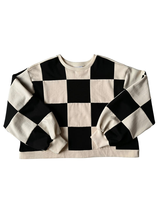 Pull Colorblock Damier N&B