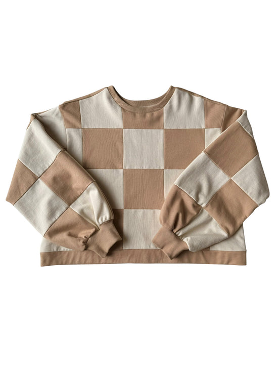 Pull Colorblock Damier Beige