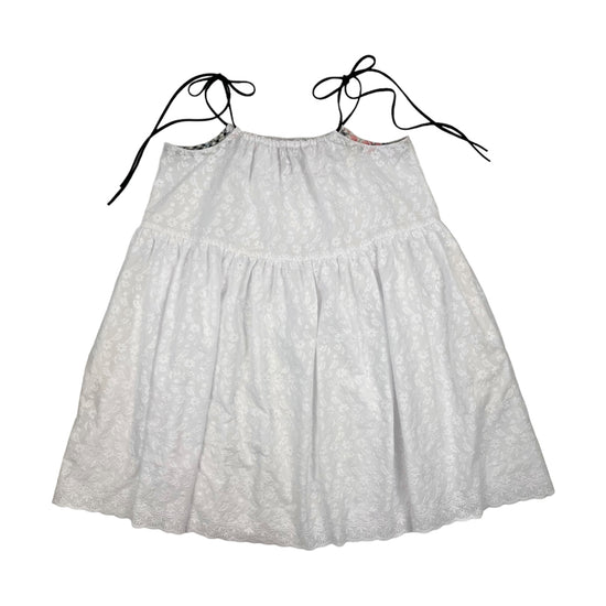 Embroidered cotton babydoll dress with straps