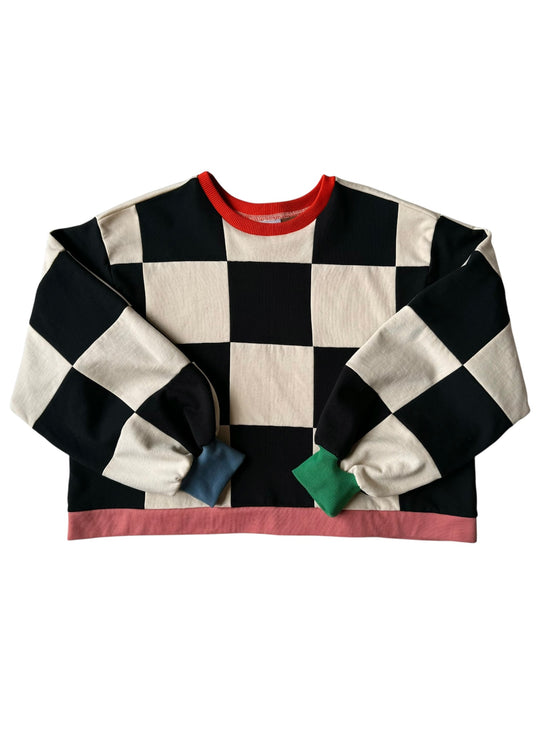 Pull Colorblock Damier Multicolore