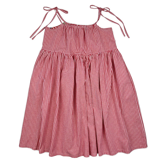 Robe midi à bretelles vichy rouge