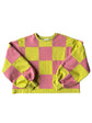 Pull Colorblock Damier Chartreuse et Rose