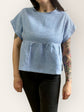 Blue Vichy Peplum Top