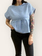 Blue Vichy Peplum Top
