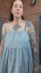 Robe babydoll à bretelles carreauté