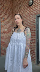 Embroidered cotton babydoll dress with straps