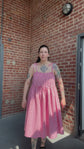 Robe midi à bretelles vichy rouge